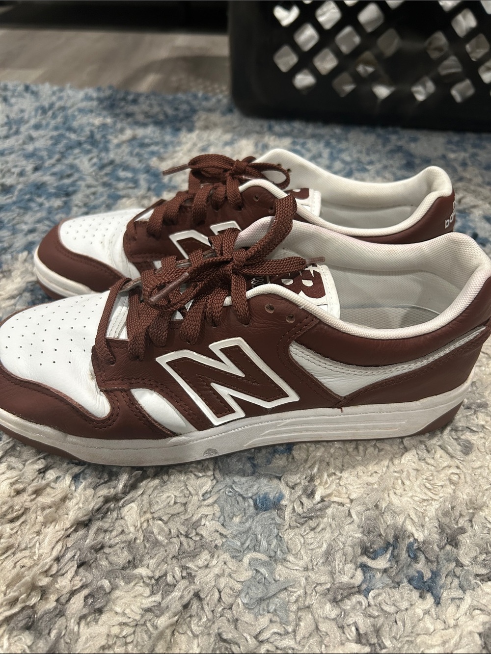 New Balance 480 Brown and White Low-Top Sneakers